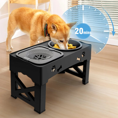 2-In-1 Elevated Slow Feeding Dog Bowl Adjustable Height for Small to Medium Dogs and Cats