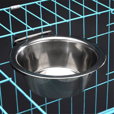 Stationary Dog Bowl Cage Cup Hanger Travel Food Water Bowls Puppy Cat Stainless Steel Hanging Feeder Dish Pet Feeding Tools