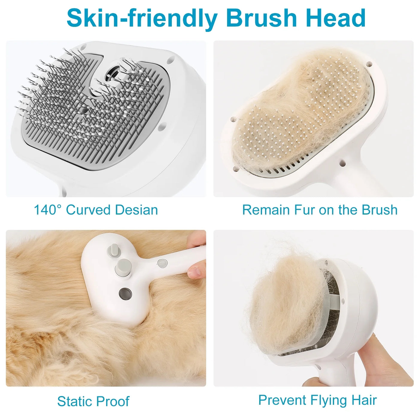 Electric Cat Brush with Release Button, Spray Cat Brush for Shedding, Remove Static Flying Hair Pet Grooming Brush, Pet Grooming Supplies for Long and Short Hair Dogs Cats (White)