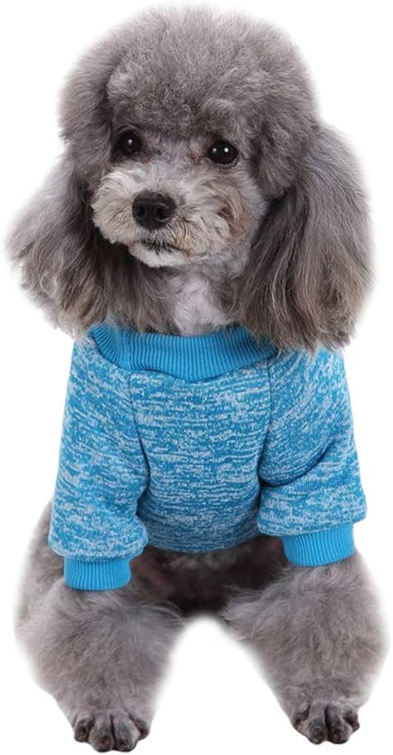 Dog Clothes Dogs Sweater Soft Puppies Clothing Winter Puppy Sweaters Warm Outfit for Dogs Small XXS XS Cat Apparel (X-Large, Light Blue)