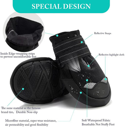 Waterproof Dog Boots, Dog Shoes with Reflective Rugged Anti-Slip Sole and Skid-Proof for Outdoor Dog Rain Booties 7#