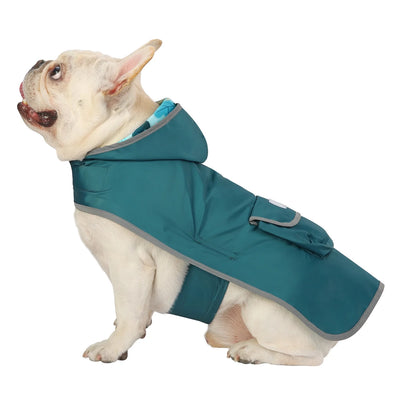 Reversible Dog Raincoat Hooded Slicker Poncho Rain Coat Jacket for Small Medium Large Dogs Dinosaurs M