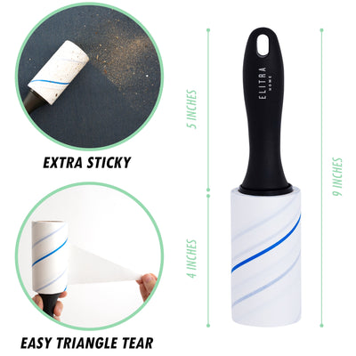 Elitra Extra Sticky Pet Lint Roller & 4 Refill Packs, 450 Sheets