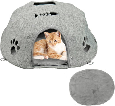 Cat Felt Cave for Indoor Cats .Tent Bed for Small Cats .Cat Houses for Outdoor Cats,Cat Beds for Cats Puppy Small Dogs Sleeping (Light Grey )