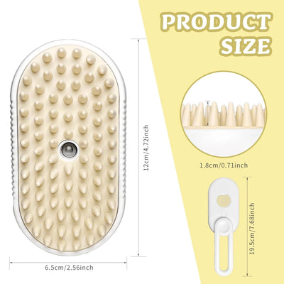 Spray Cat Brush for Shedding - Cat/Dog Steam Brush, Cat Bath Brush, Pet Steam Brush, Cat Brush with Water - Pet Spray Hair Comb, Cat Hair Brush with Steamer (White)