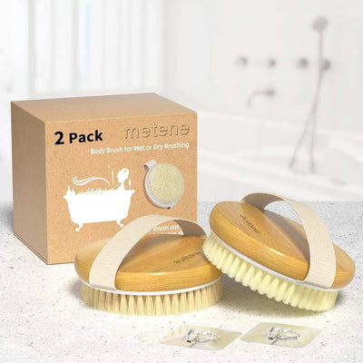 2 Pack Dry Body Brush, Shower Brush Wet and Dry Brushing, Dry Brush for Cellulite