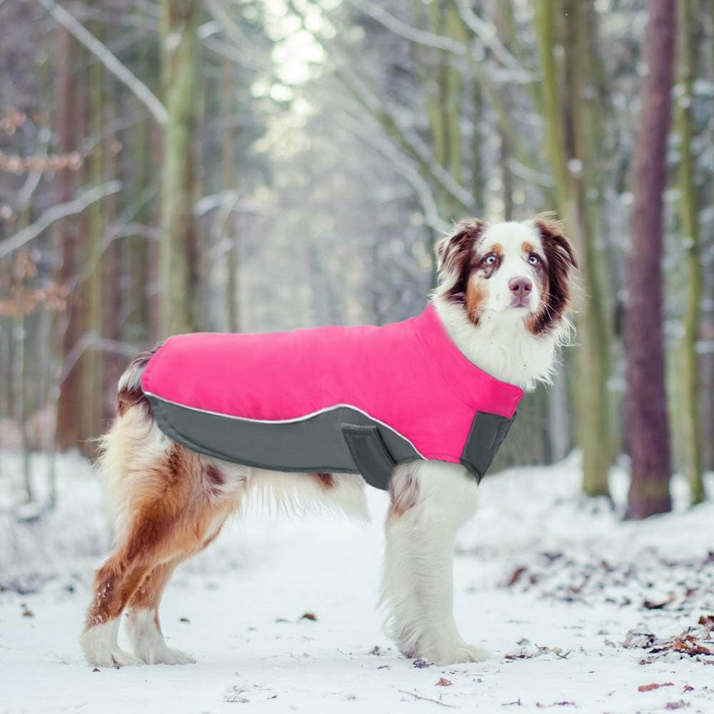 Reflective Dog Winter Coat Sport Vest Jackets Snowsuit Apparel - 8 for Small Medium Large Dogs (Chest:15-18",Back Length:14", Hot Pink)