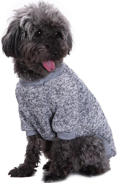 Pet Dog Classic Knitwear Sweater Warm Winter Puppy Pet Coat Soft Sweater Clothing for Small Dogs (XXS, Grey)