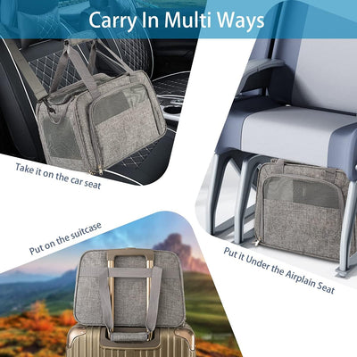 Soft Sided Pet Carrier for Cat - Cat Carrier Airline Approved Underseat- TSA Aprroved Small Pet Carrier for Dogs, Portable Pet Carrier Mesh, Top Loading Cat Carrier, Dog Airplane Carrier, Gray