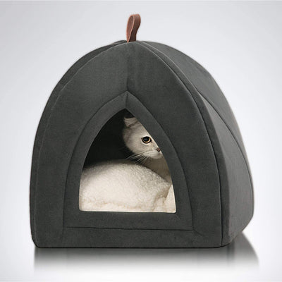 Cat Beds for Indoor Cats - Cat Cave Bed Cat House Cat Tent with Removable Washable Cushioned Pillow, Kitten Beds Cat Hut, Small Dog Bed, Dark Grey, 15 Inches