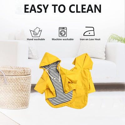 Dog Raincoat Puppy Rain Jacket with Hood for Small Medium Breeds with Reflective Strap Storage Pocket Harness Hole Yellow XXL