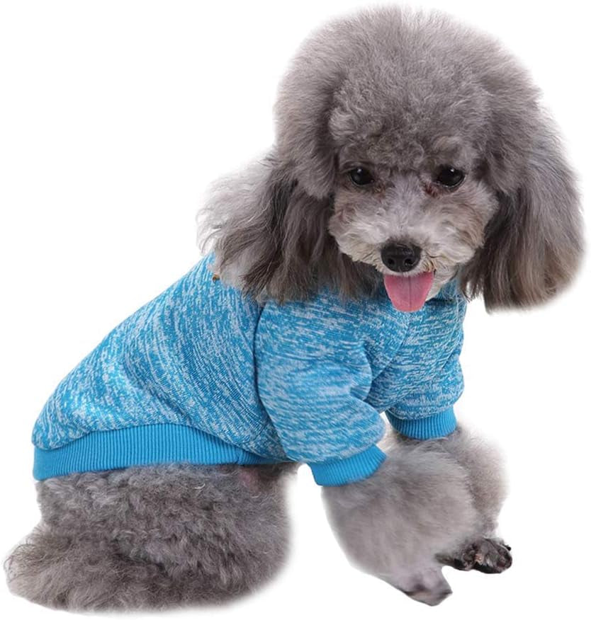 Dog Clothes Dogs Sweater Soft Puppies Clothing Winter Puppy Sweaters Warm Outfit for Dogs Small XXS XS Cat Apparel (X-Large, Light Blue)