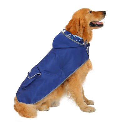 Reversible Dog Raincoat Hooded Slicker Poncho Rain Coat Jacket for Small Medium Large Dogs Sharks L