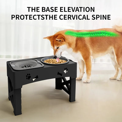 2-In-1 Elevated Slow Feeding Dog Bowl Adjustable Height for Small to Medium Dogs and Cats