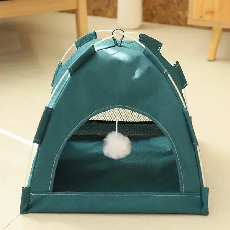 Pet Tent Bed Removable Cat Sofa Basket Canvas Semi-Enclosed Cat House Dog Cave Hut Cat Sleeping Bed for Room Decor Pet Supplies