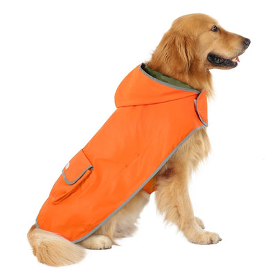 Reversible Dog Raincoat Hooded Slicker Poncho Rain Coat Jacket for Small Medium Large Dogs Camo / Orange 3XL