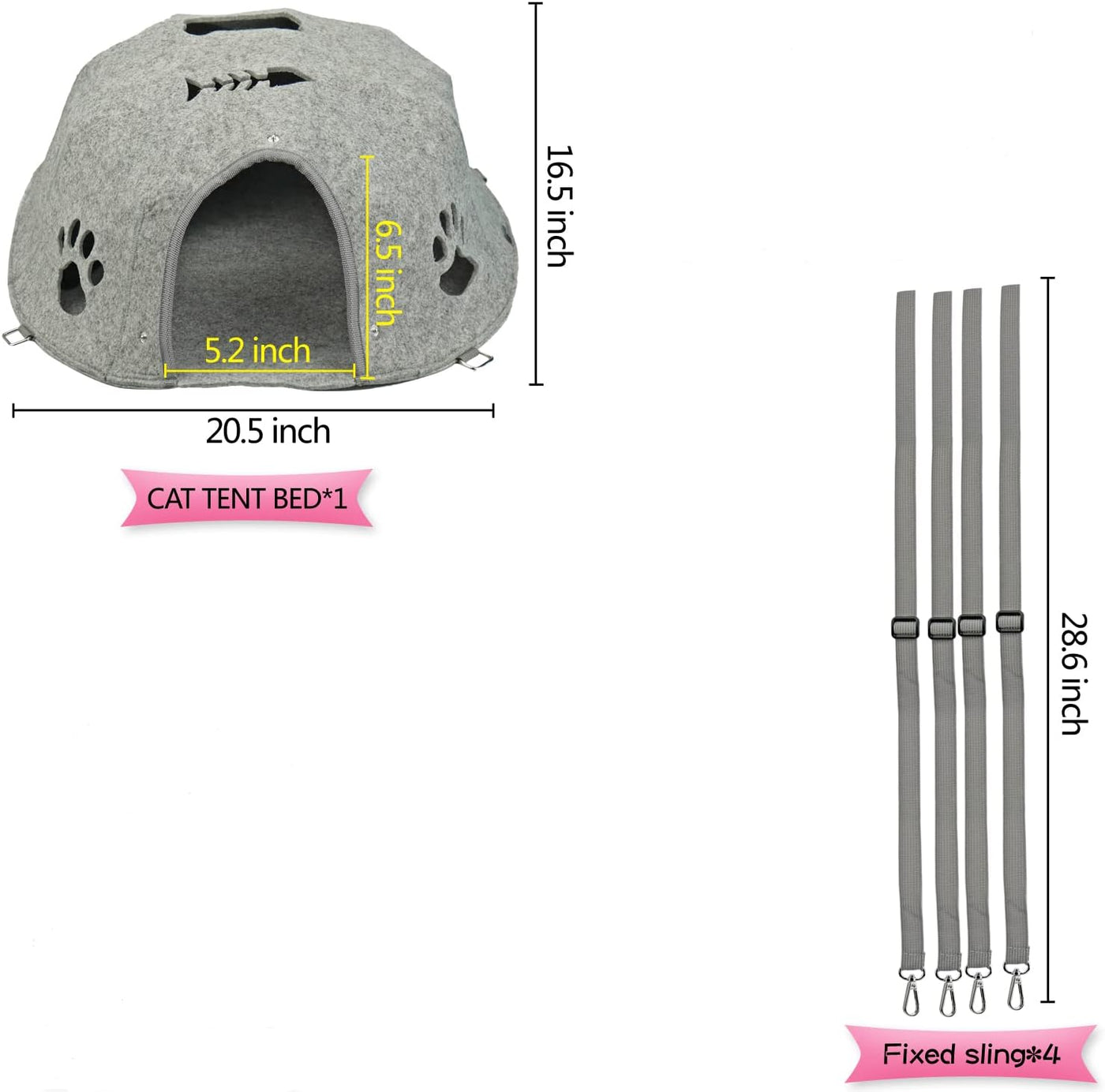 Cat Felt Cave for Indoor Cats .Tent Bed for Small Cats .Cat Houses for Outdoor Cats,Cat Beds for Cats Puppy Small Dogs Sleeping (Light Grey )