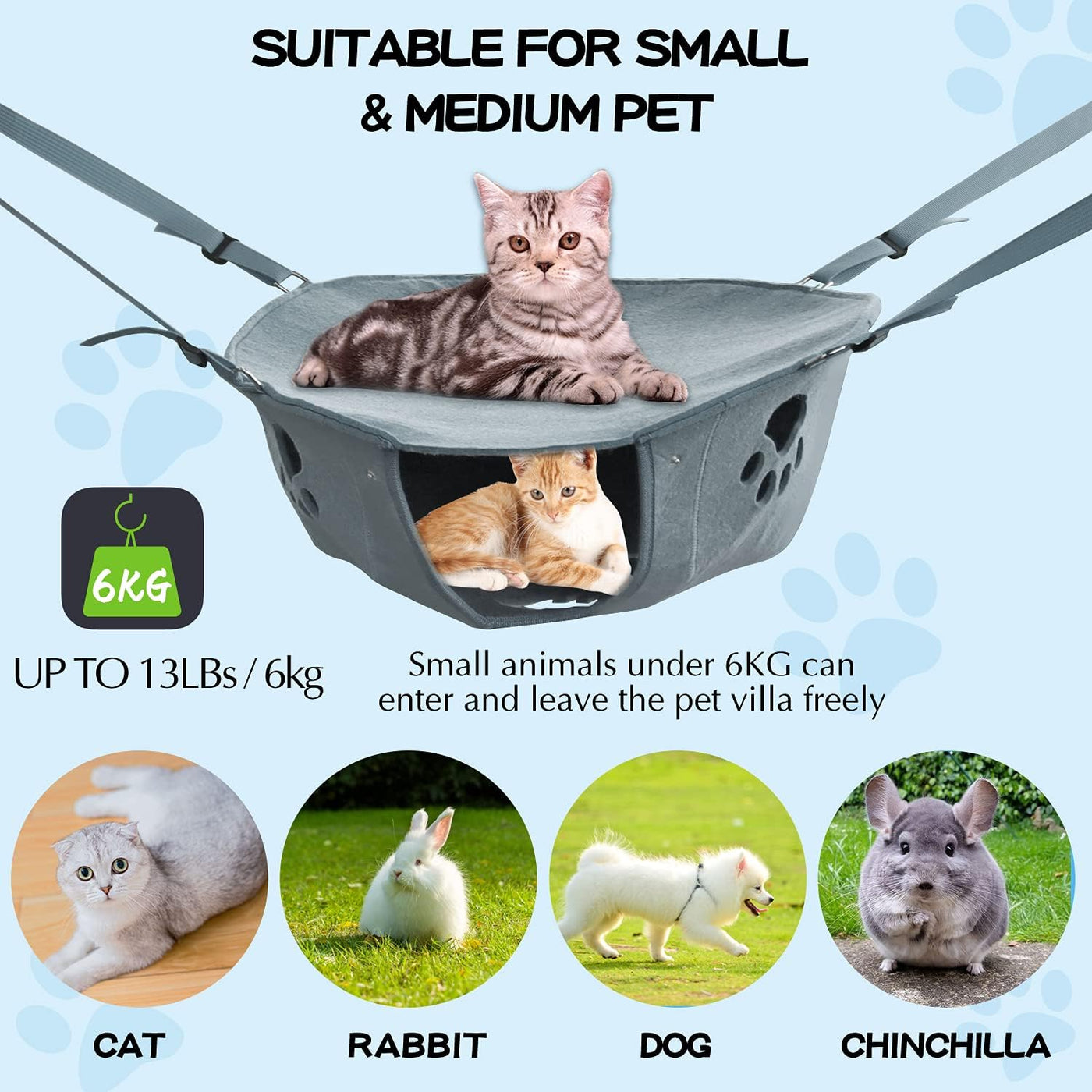 Cat Felt Cave for Indoor Cats .Tent Bed for Small Cats .Cat Houses for Outdoor Cats,Cat Beds for Cats Puppy Small Dogs Sleeping (Light Grey )