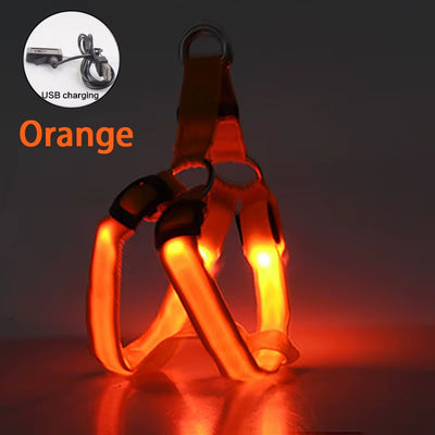 Adjustable LED Dog Harness Usb Rechargeable Flashing Night Safety No Pull Collars Harness for Small Medium Dogs Pets Arnes Perro