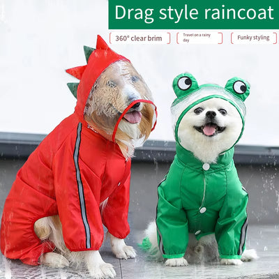 Dog Raincoat Waterproof Dogface Large Dog Rain Coat Jacket Reflective Adjustable Pet Dog Raincoat with Hood Pet Supplies