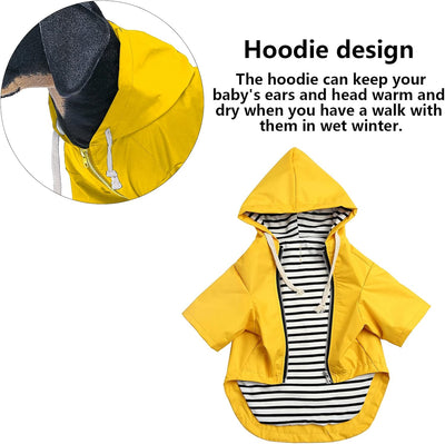 Dog Raincoat Puppy Rain Jacket with Hood for Small Medium Breeds with Reflective Strap Storage Pocket Harness Hole Yellow XXL