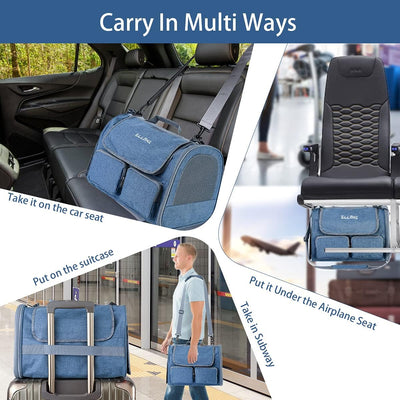 Soft Sided Pet Carrier for Cat - Cat Carrier Airline Approved Underseat- TSA Approved Small Pet Carrier, Portable Pet Carrier Mesh, Top Loading Cat Transport Carrier, Dog Airplane Carrier, Blue