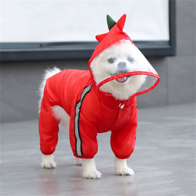 Dog Raincoat Waterproof Dogface Large Dog Rain Coat Jacket Reflective Adjustable Pet Dog Raincoat with Hood Pet Supplies