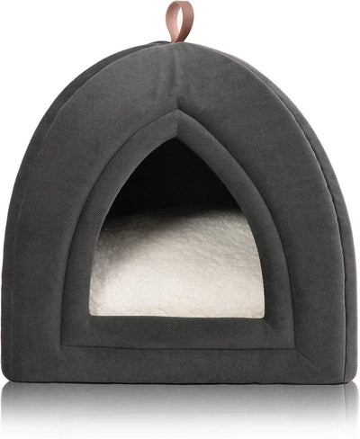 Cat Beds for Indoor Cats - Cat Cave Bed Cat House Cat Tent with Removable Washable Cushioned Pillow, Kitten Beds Cat Hut, Small Dog Bed, Dark Grey, 15 Inches