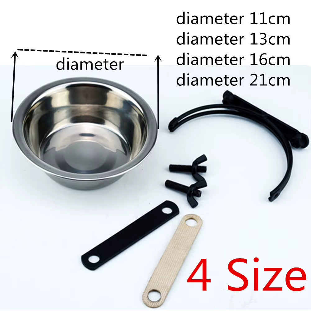 Stationary Dog Bowl Cage Cup Hanger Travel Food Water Bowls Puppy Cat Stainless Steel Hanging Feeder Dish Pet Feeding Tools