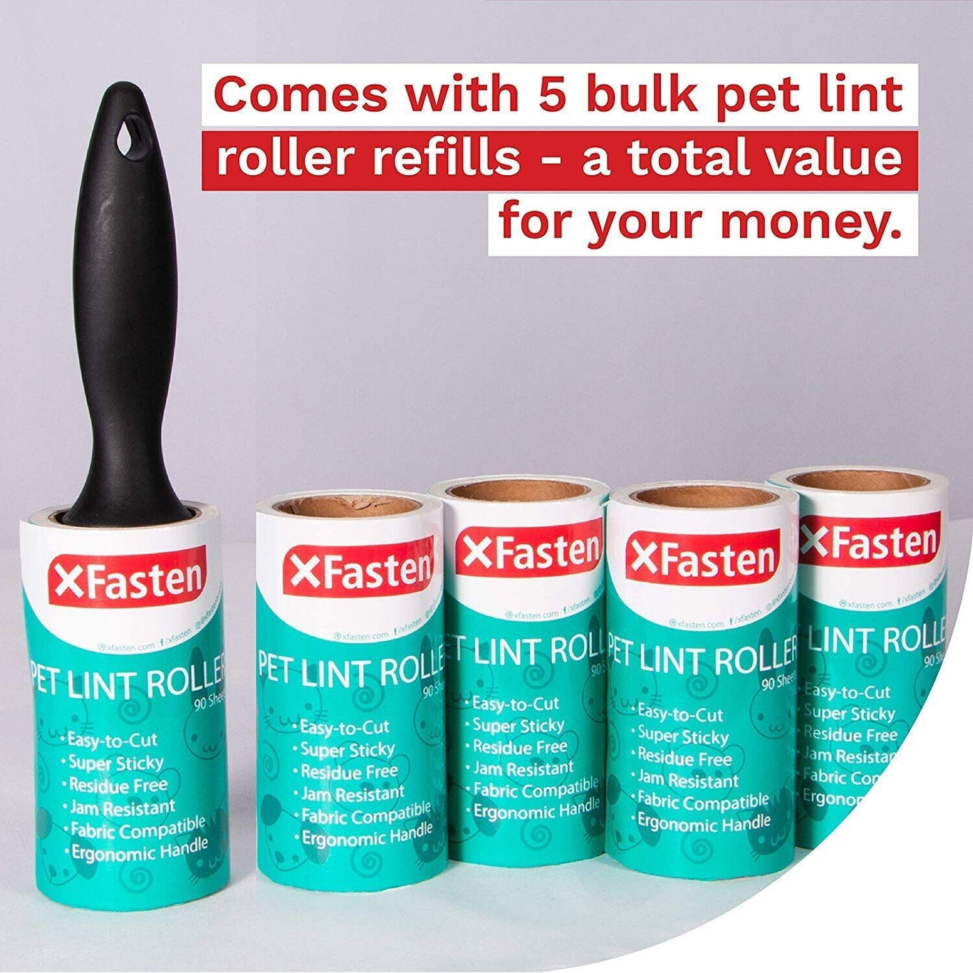 Xfasten 450 Sheets Pet Hair Lint Roller for Clothes, Cat Hair Remover, 1 Tape...