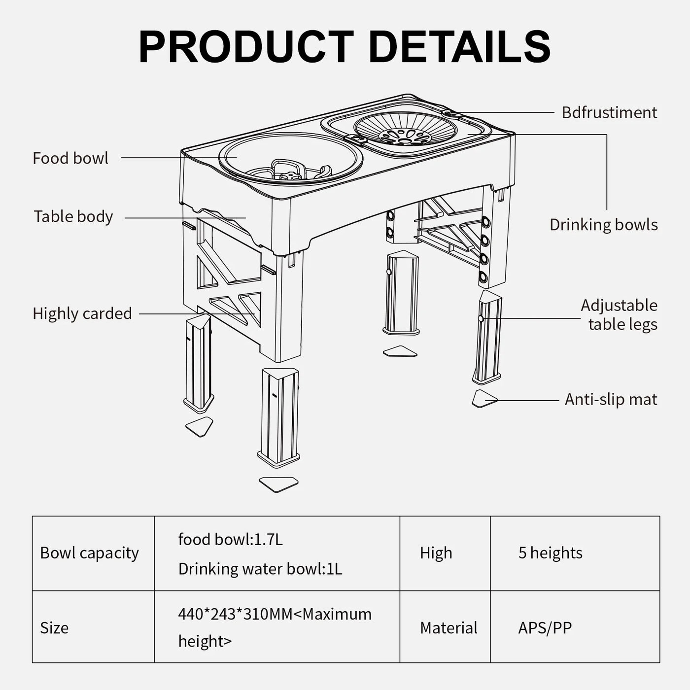 2-In-1 Elevated Slow Feeding Dog Bowl Adjustable Height for Small to Medium Dogs and Cats