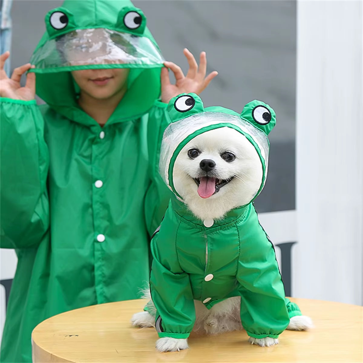 Dog Raincoat Waterproof Dogface Large Dog Rain Coat Jacket Reflective Adjustable Pet Dog Raincoat with Hood Pet Supplies